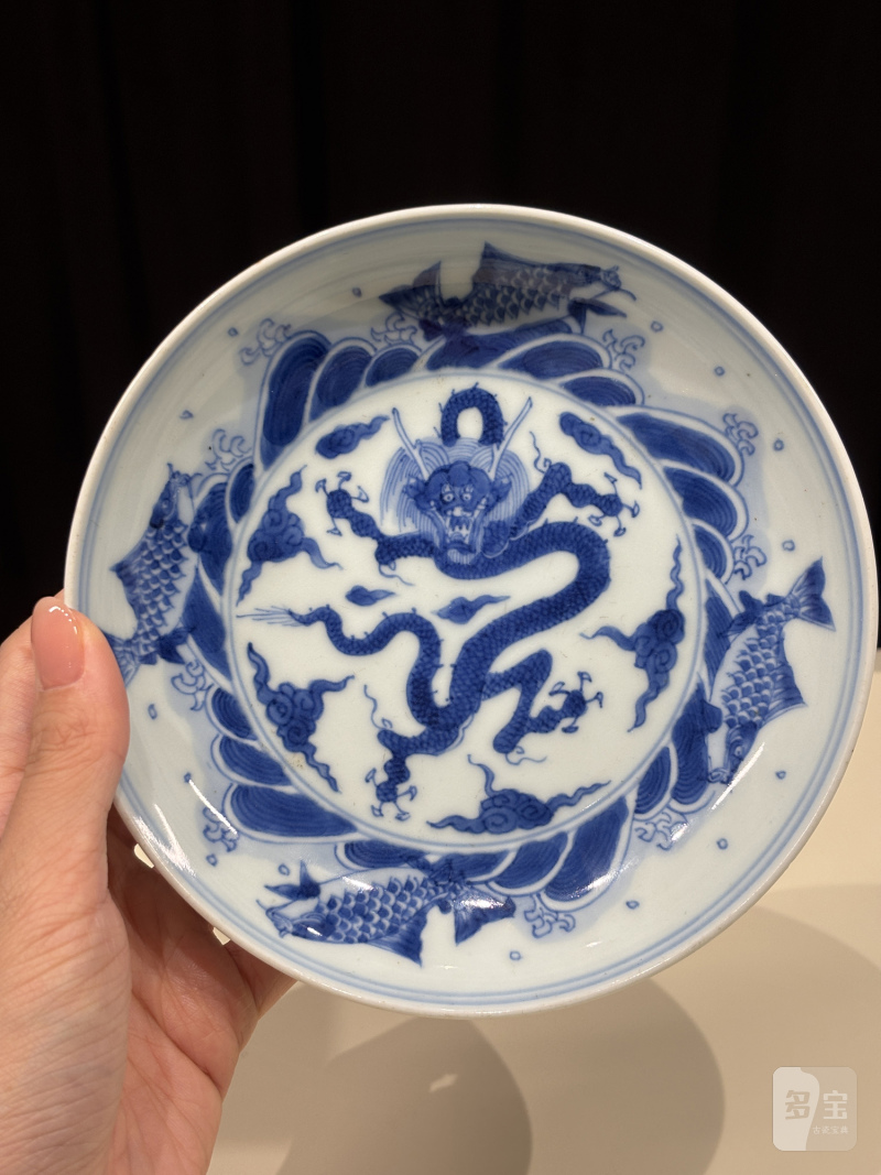 清雍正 青花鱼化龙纹盘一对 - 图8